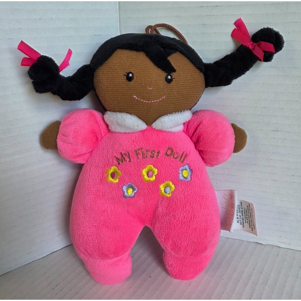 Stephan Baby Ultra Soft Plush My First Doll with Dark Complexion and Black Hair